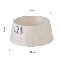 HKM-7905341 Diamond Pattern Pet Feeding Bowl with Bowknot Design for Dogs and Cats