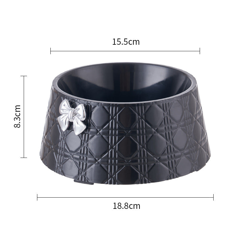 HKM-7905341 Diamond Pattern Pet Feeding Bowl with Bowknot Design for Dogs and Cats