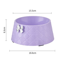 HKM-7905341 Diamond Pattern Pet Feeding Bowl with Bowknot Design for Dogs and Cats