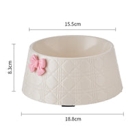 HKM-7905341 Diamond Pattern Pet Feeding Bowl with Bowknot Design for Dogs and Cats