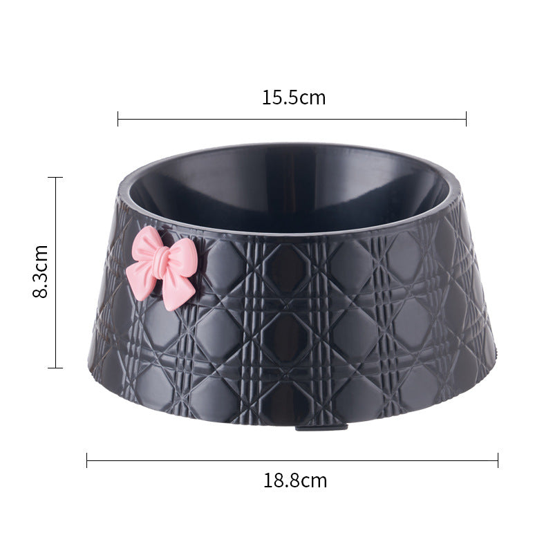 HKM-7905341 Diamond Pattern Pet Feeding Bowl with Bowknot Design for Dogs and Cats