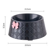 HKM-7905341 Diamond Pattern Pet Feeding Bowl with Bowknot Design for Dogs and Cats