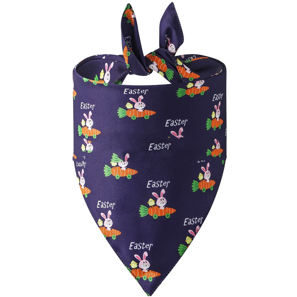 HKM-7905469 Easter Bunny Triangular Bandage Towel for Dogs - Polyester, Size L 70*48*48 cm, Neck Circumference 15-52 cm