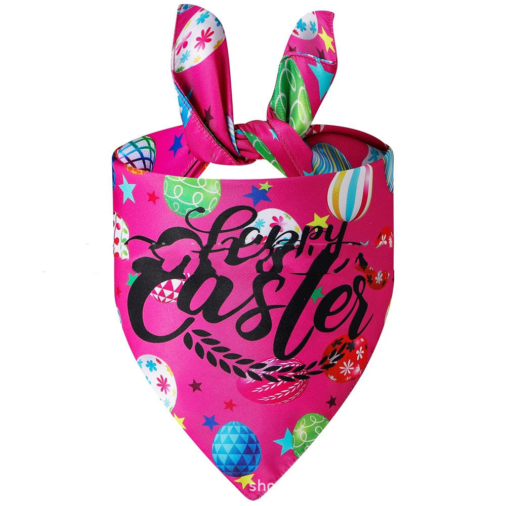 HKM-7905469 Easter Bunny Triangular Bandage Towel for Dogs - Polyester, Size L 70*48*48 cm, Neck Circumference 15-52 cm