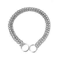 HKM-790547 Chrome-Plated Double-Row Chain Dog Collar - Durable Iron, 2.0mm, 2.5mm, 3.0mm Options