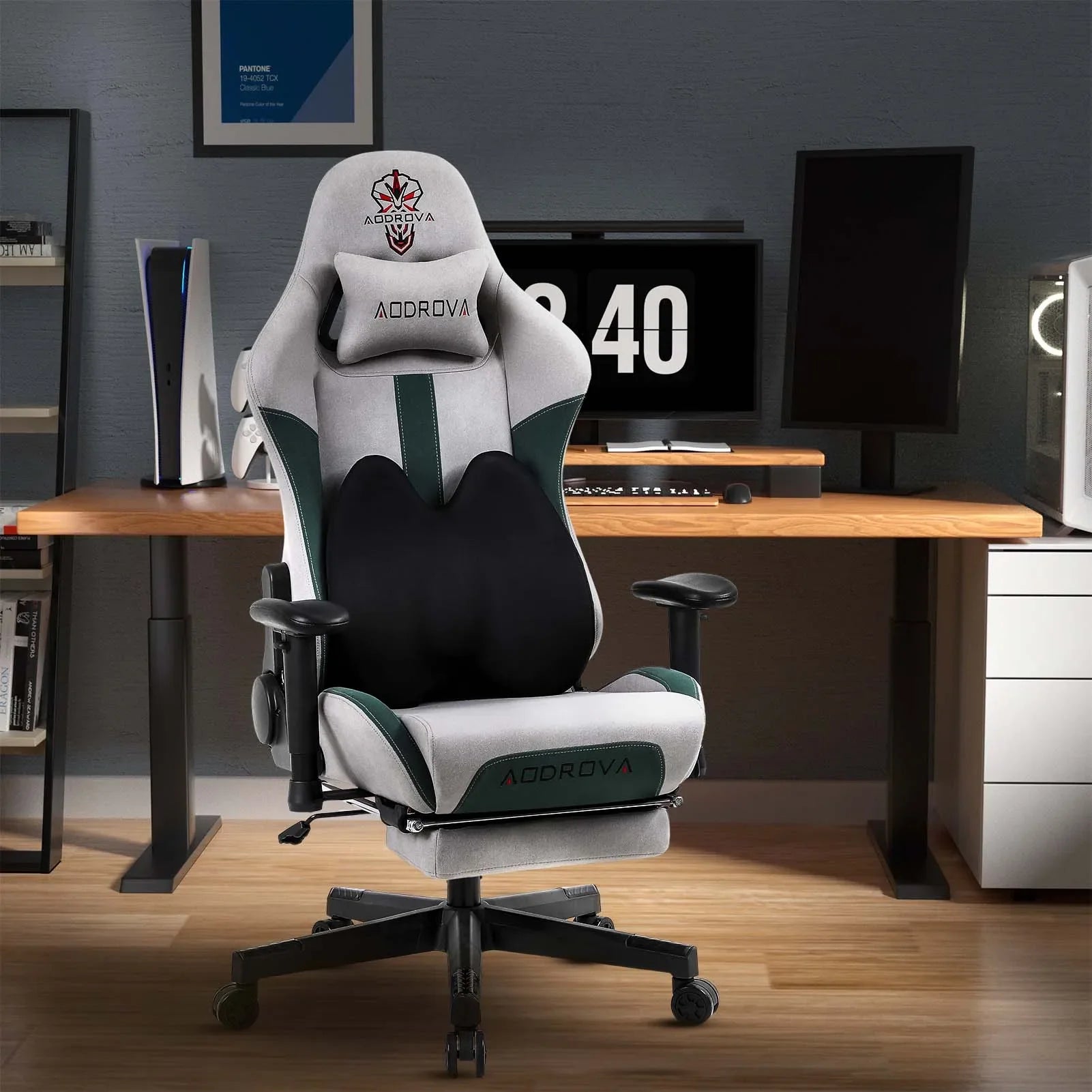 HKM-790547 Luxury Leather Gaming Chair with Footrest for Office and Lounge Use
