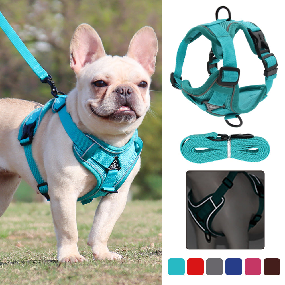 HKM-7907133 Reflective Vest-Style Anti-Strike-Off Harness for Small to Medium Dogs - Comfortable Sandwich Mesh Design