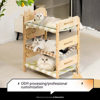 HKM-7907901 Summer Universal Pet Bed for Cats and Small Dogs - Multi-layer Wooden Design
