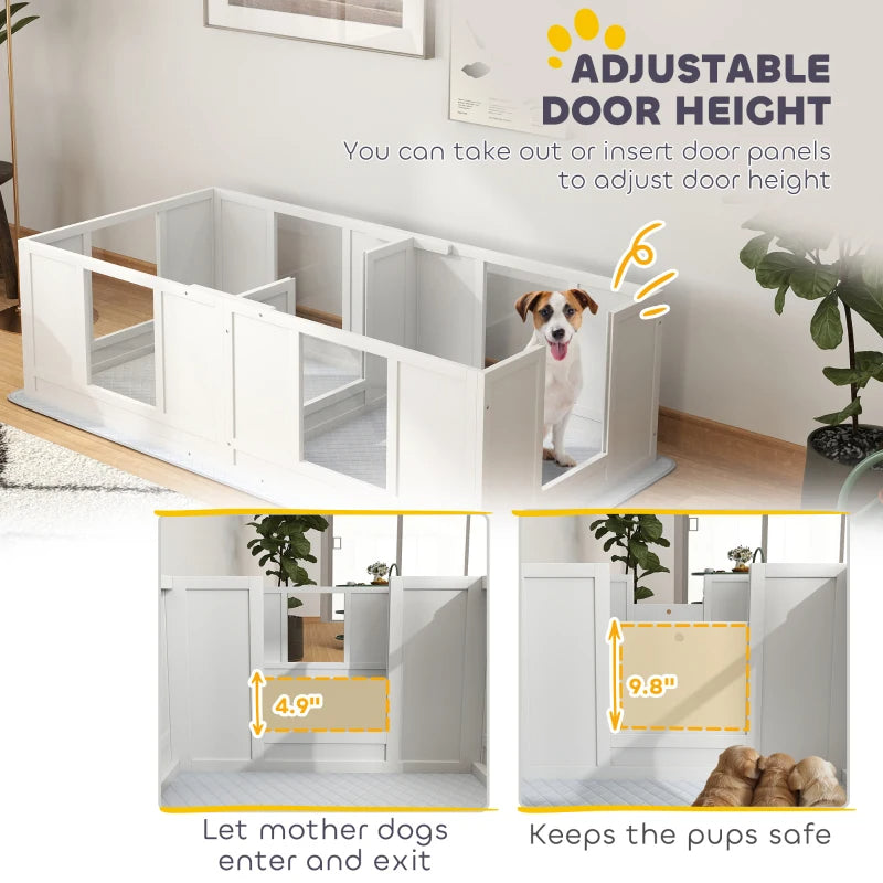 HKM-7909309 Double Room Whelping Box for Small Dogs with Waterproof Pad