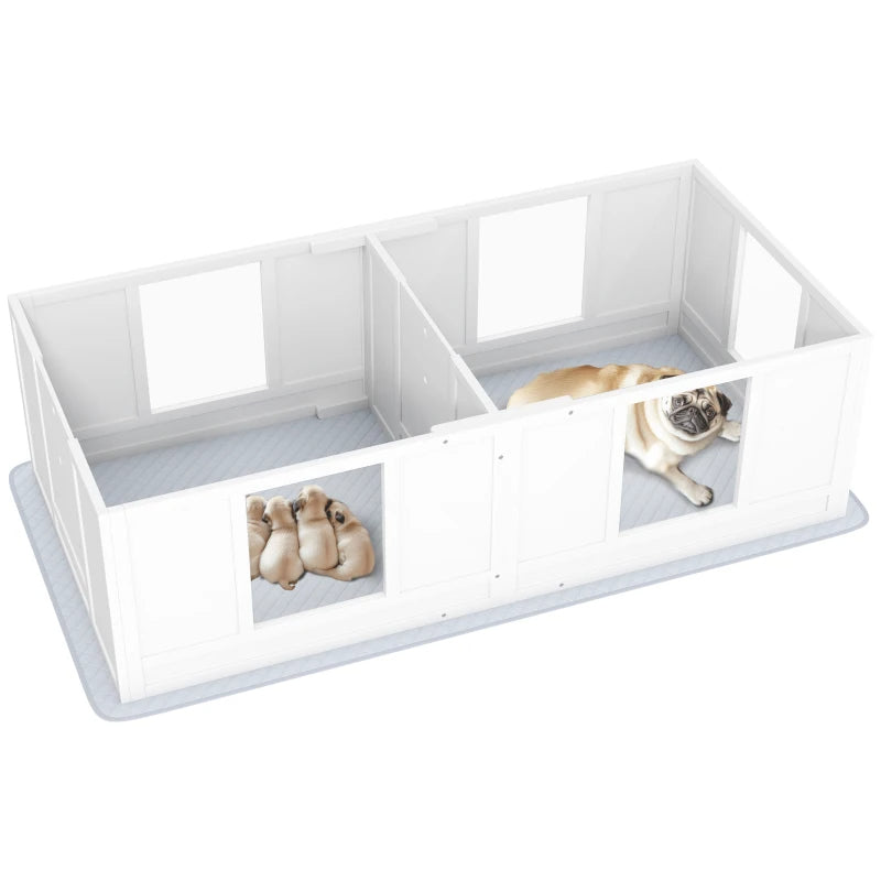 HKM-7909309 Double Room Whelping Box for Small Dogs with Waterproof Pad