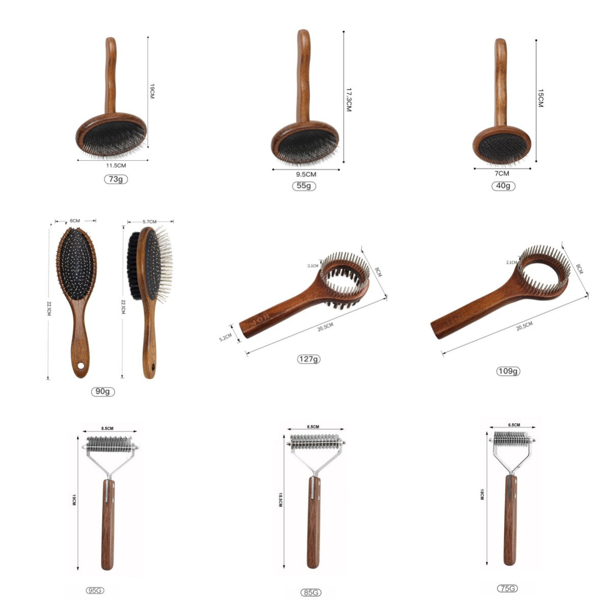 HKM-7909437 Solid Wood Pet Comb ¨C Various Sizes and Styles for Effective Hair Removal