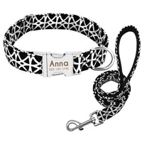 HKM-7909693 Customizable Nylon Dog Collar with Anti-Lost Tag and Traction Rope for Small to Large Dogs
