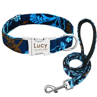 HKM-7909693 Customizable Nylon Dog Collar with Anti-Lost Tag and Traction Rope for Small to Large Dogs