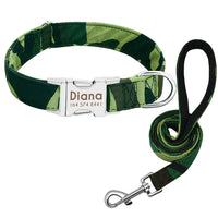 HKM-7909693 Customizable Nylon Dog Collar with Anti-Lost Tag and Traction Rope for Small to Large Dogs