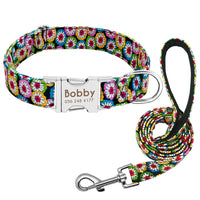 HKM-7909693 Customizable Nylon Dog Collar with Anti-Lost Tag and Traction Rope for Small to Large Dogs