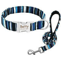 HKM-7909693 Customizable Nylon Dog Collar with Anti-Lost Tag and Traction Rope for Small to Large Dogs