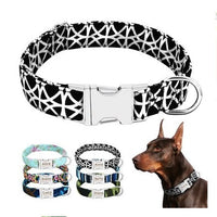 HKM-7909693 Customizable Nylon Dog Collar with Anti-Lost Tag and Traction Rope for Small to Large Dogs