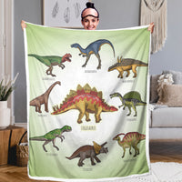 HKM-790995 Dinosaur Family Sherpa Fleece Throw Blanket - Soft, Warm, Breathable, 50x60 & 60x80, Perfect for All Seasons