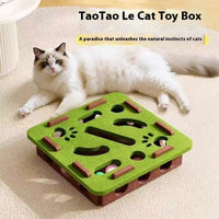 HKM-7911101 Felt Puzzle Box for Cats - Self-Relieving Toy in Green, Brown, Camel White, Gray