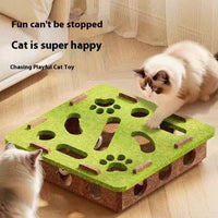 HKM-7911101 Felt Puzzle Box for Cats - Self-Relieving Toy in Green, Brown, Camel White, Gray