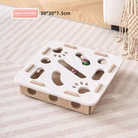 HKM-7911101 Felt Puzzle Box for Cats - Self-Relieving Toy in Green, Brown, Camel White, Gray