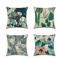 HKM-791123 Tropical Plant Abstract Pillowcase - Single Side Print on Dense Linen, 45cm x 45cm