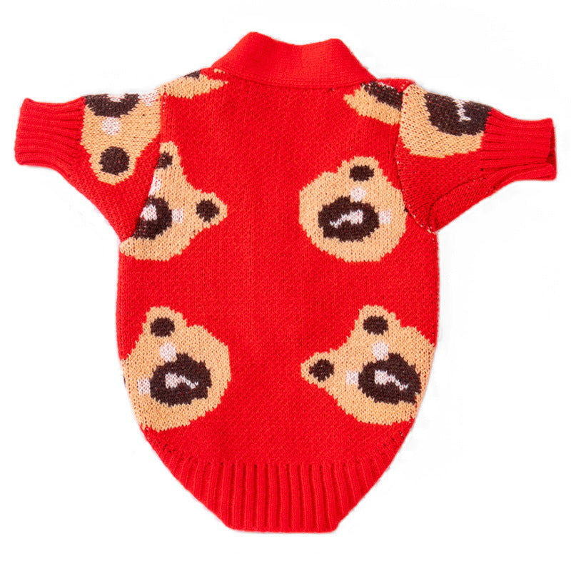 HKM-7911613 Cozy Casual Sweater for Small Dogs in Red and Brown – Various Sizes Available