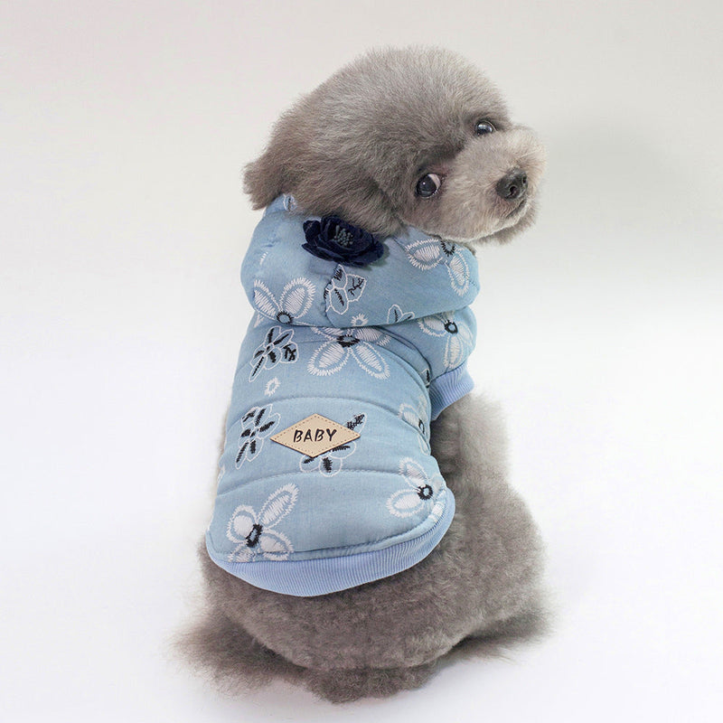 HKM-7911997 Stylish Cotton Pet Denim Jacket in Dark Blue and Light Blue, Sizes S to 2XL