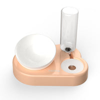 HKM-7913789 Pet Feeding Station with Double Bowls and Automatic Water Refill, 15¡ã Angle Tilt, Safe PP Material