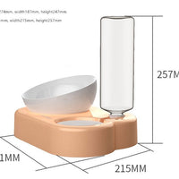 HKM-7913789 Pet Feeding Station with Double Bowls and Automatic Water Refill, 15¡ã Angle Tilt, Safe PP Material