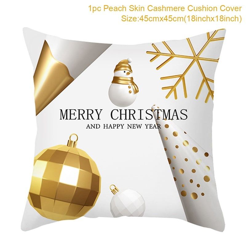 HKM-791379 Christmas Cartoon Series Throw Pillow Cushion Cover - 45x45cm Polyester Linen, Mixed Colors