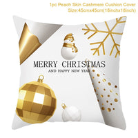 HKM-791379 Christmas Cartoon Series Throw Pillow Cushion Cover - 45x45cm Polyester Linen, Mixed Colors