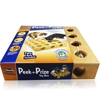 HKM-7914429 Heavy-Duty Wooden Cat Toy Box with 9 Holes for Interactive Play and Natural Behavior Encouragement