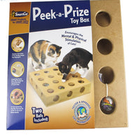 HKM-7914429 Heavy-Duty Wooden Cat Toy Box with 9 Holes for Interactive Play and Natural Behavior Encouragement