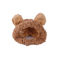 HKM-7915837 Cartoon-Style Plush Pet Hat for Cats and Dogs - Average Size Curly Hair Design