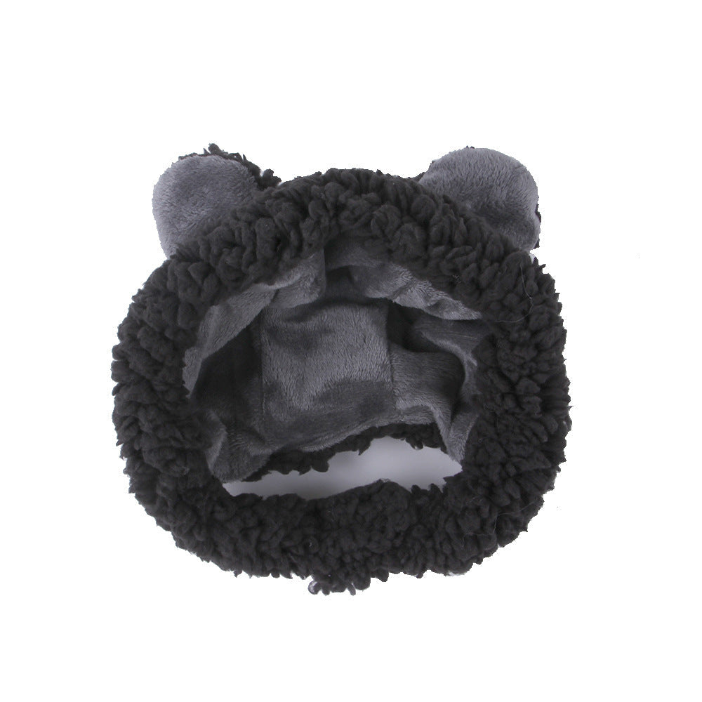 HKM-7915837 Cartoon-Style Plush Pet Hat for Cats and Dogs - Average Size Curly Hair Design