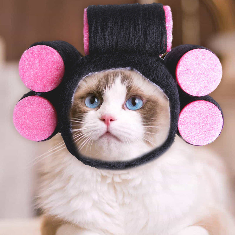 HKM-7915837 Cartoon-Style Plush Pet Hat for Cats and Dogs - Average Size Curly Hair Design