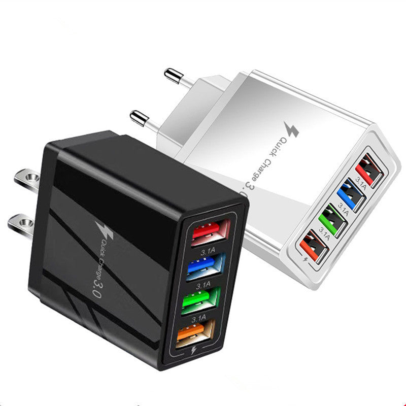 HKM-791699 Luminous 4-Port USB Mobile Phone Charger with Indicator Light
