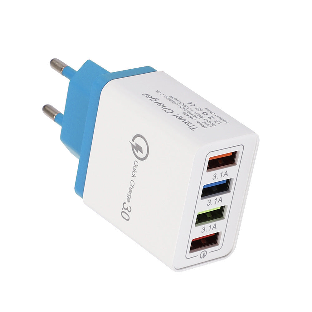 HKM-791699 Luminous 4-Port USB Mobile Phone Charger with Indicator Light