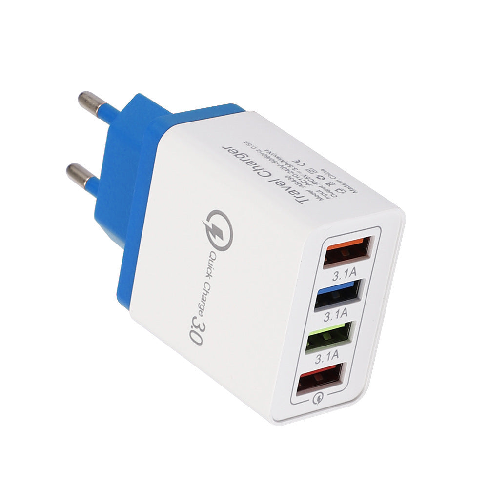 HKM-791699 Luminous 4-Port USB Mobile Phone Charger with Indicator Light