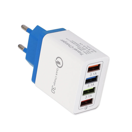 HKM-791699 Luminous 4-Port USB Mobile Phone Charger with Indicator Light