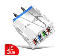 HKM-791699 Luminous 4-Port USB Mobile Phone Charger with Indicator Light