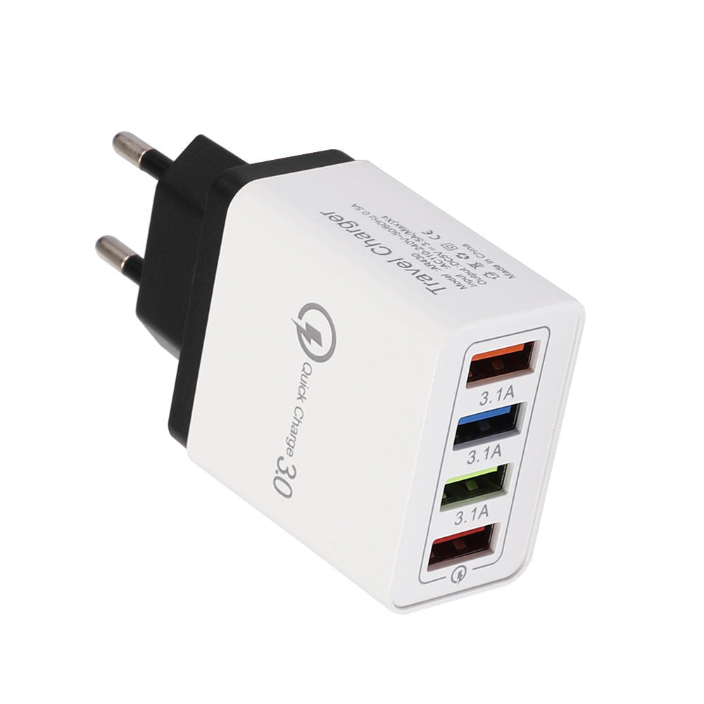HKM-791699 Luminous 4-Port USB Mobile Phone Charger with Indicator Light