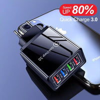 HKM-791699 Luminous 4-Port USB Mobile Phone Charger with Indicator Light