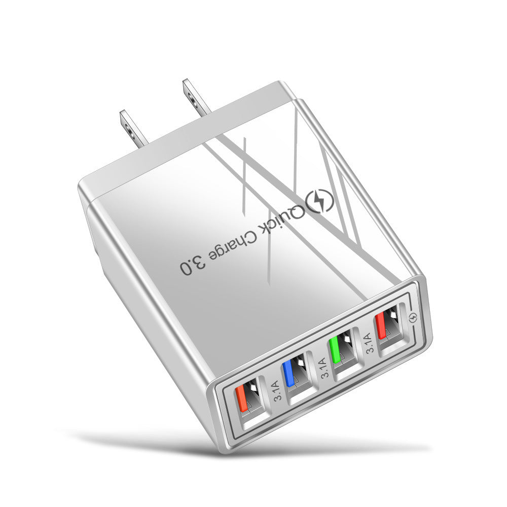 HKM-791699 Luminous 4-Port USB Mobile Phone Charger with Indicator Light