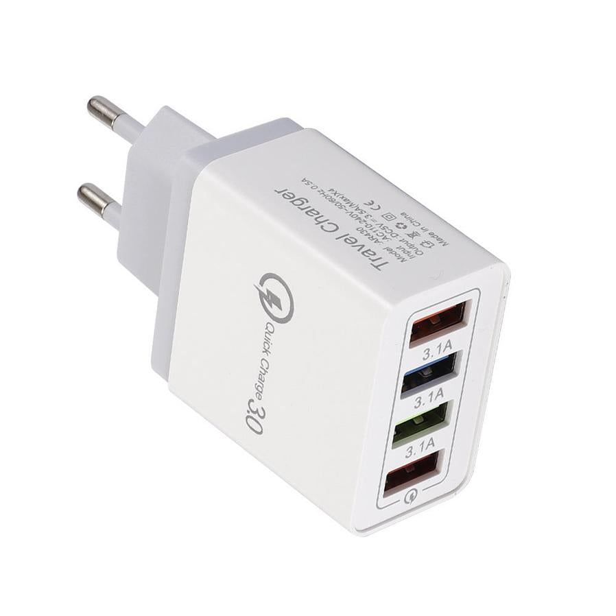 HKM-791699 Luminous 4-Port USB Mobile Phone Charger with Indicator Light