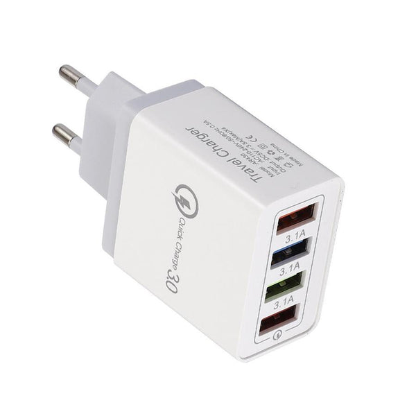 HKM-791699 Luminous 4-Port USB Mobile Phone Charger with Indicator Light