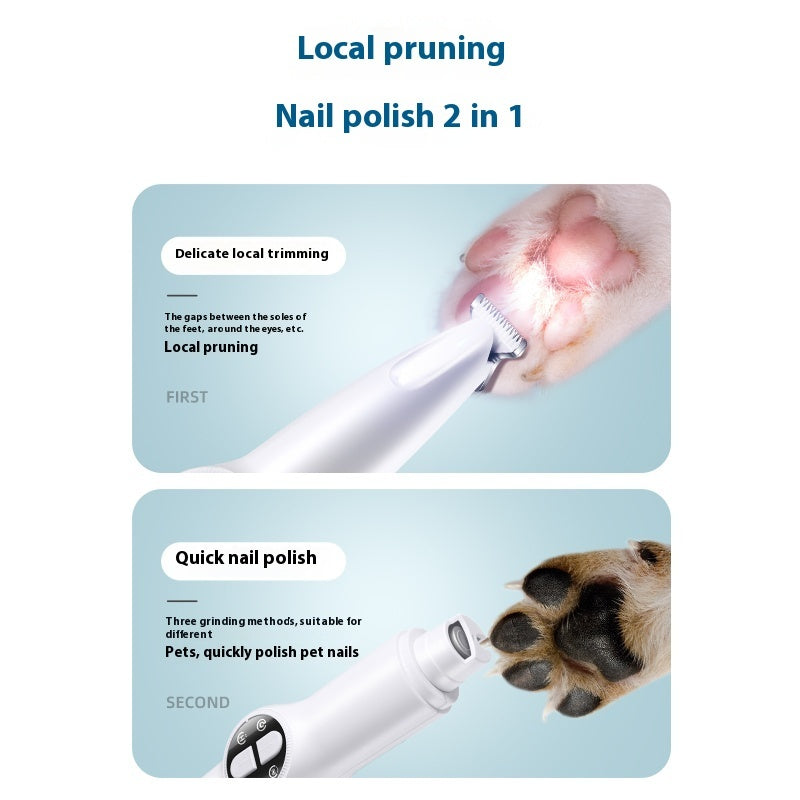 HKM-7917373 Rechargeable Two-in-One Cat Nail Shaver and Trimmer with Cleaning Brush and Charging Cable