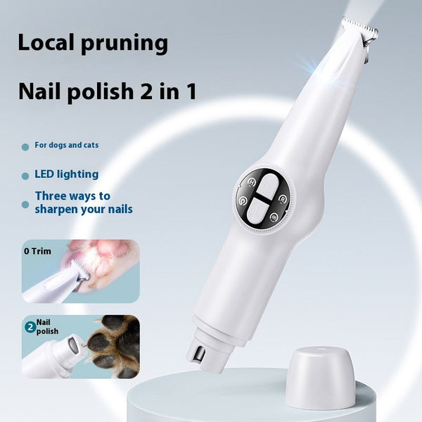HKM-7917373 Rechargeable Two-in-One Cat Nail Shaver and Trimmer with Cleaning Brush and Charging Cable