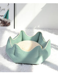 HKM-7917629 Warm Nest for Cats - Cozy Cloth Bed in Grey, Green, and Pink - Perfect for All Seasons